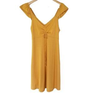 Francesca's Ruffle Sleeve Mustard Yellow Mini Dress Size XS